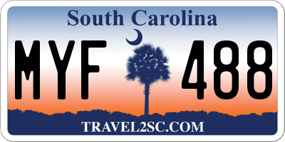 SC license plate MYF488