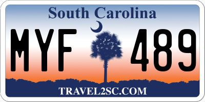 SC license plate MYF489