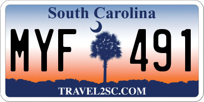 SC license plate MYF491