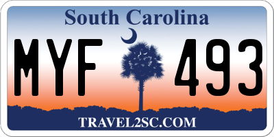 SC license plate MYF493