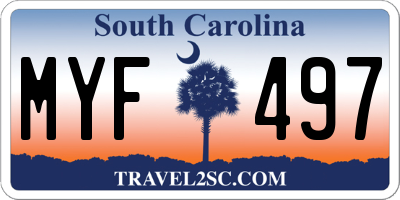 SC license plate MYF497