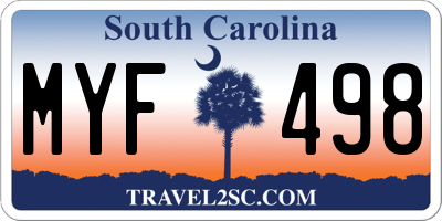 SC license plate MYF498