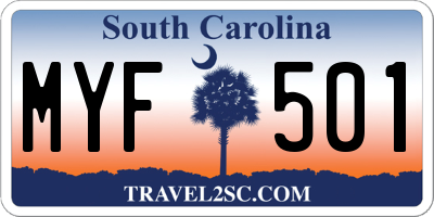 SC license plate MYF501