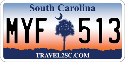 SC license plate MYF513