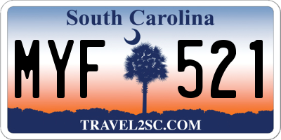 SC license plate MYF521