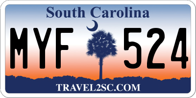 SC license plate MYF524
