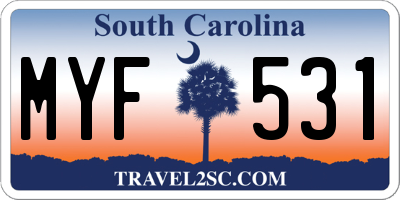 SC license plate MYF531