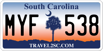 SC license plate MYF538