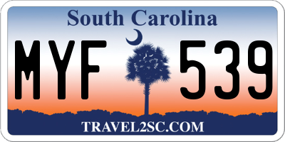 SC license plate MYF539