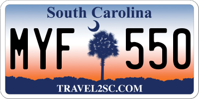 SC license plate MYF550