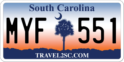 SC license plate MYF551