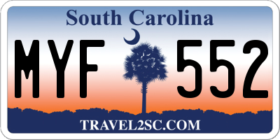 SC license plate MYF552