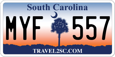 SC license plate MYF557