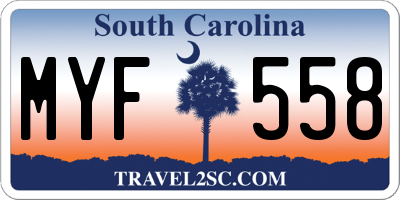SC license plate MYF558