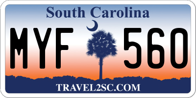 SC license plate MYF560
