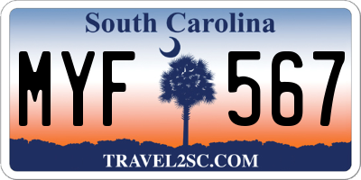 SC license plate MYF567
