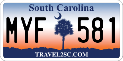 SC license plate MYF581