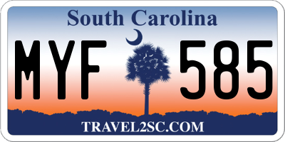 SC license plate MYF585