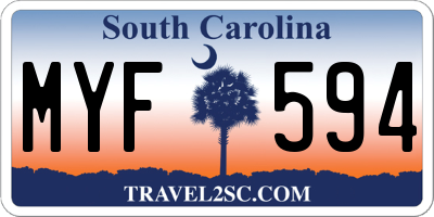SC license plate MYF594