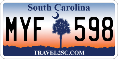 SC license plate MYF598