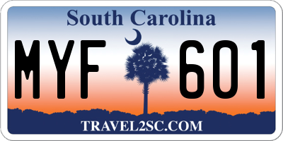 SC license plate MYF601