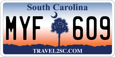 SC license plate MYF609