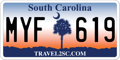 SC license plate MYF619