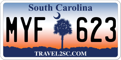 SC license plate MYF623