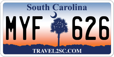 SC license plate MYF626