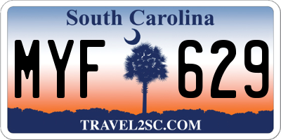 SC license plate MYF629