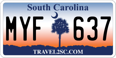 SC license plate MYF637