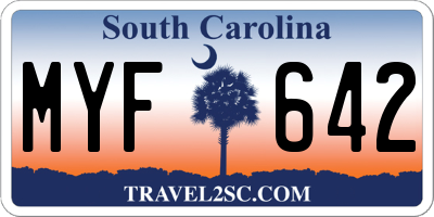 SC license plate MYF642