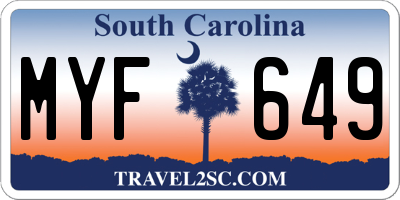 SC license plate MYF649