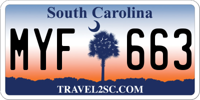 SC license plate MYF663