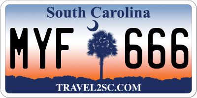 SC license plate MYF666