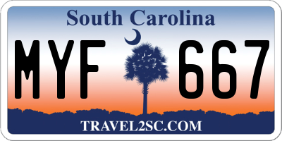 SC license plate MYF667
