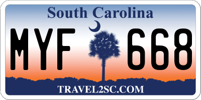 SC license plate MYF668