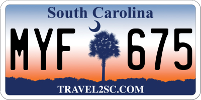 SC license plate MYF675