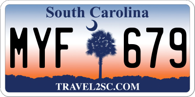 SC license plate MYF679