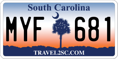 SC license plate MYF681