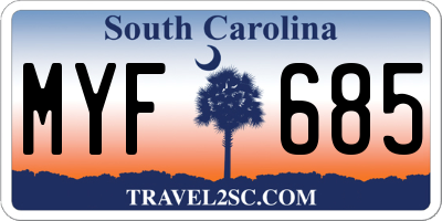 SC license plate MYF685