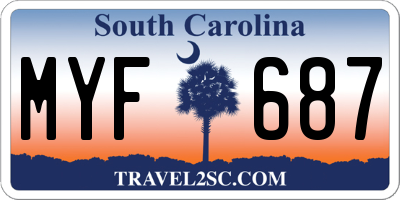 SC license plate MYF687
