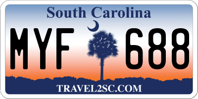 SC license plate MYF688