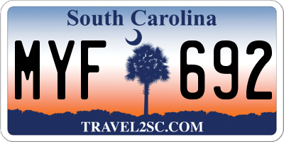 SC license plate MYF692