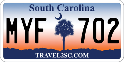 SC license plate MYF702