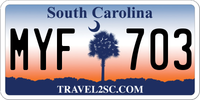 SC license plate MYF703