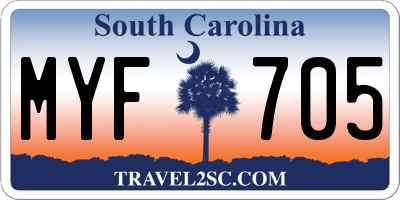 SC license plate MYF705