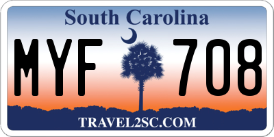 SC license plate MYF708