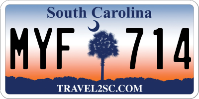 SC license plate MYF714