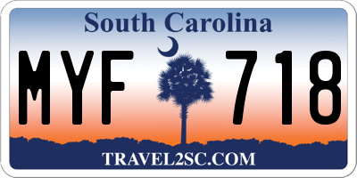 SC license plate MYF718